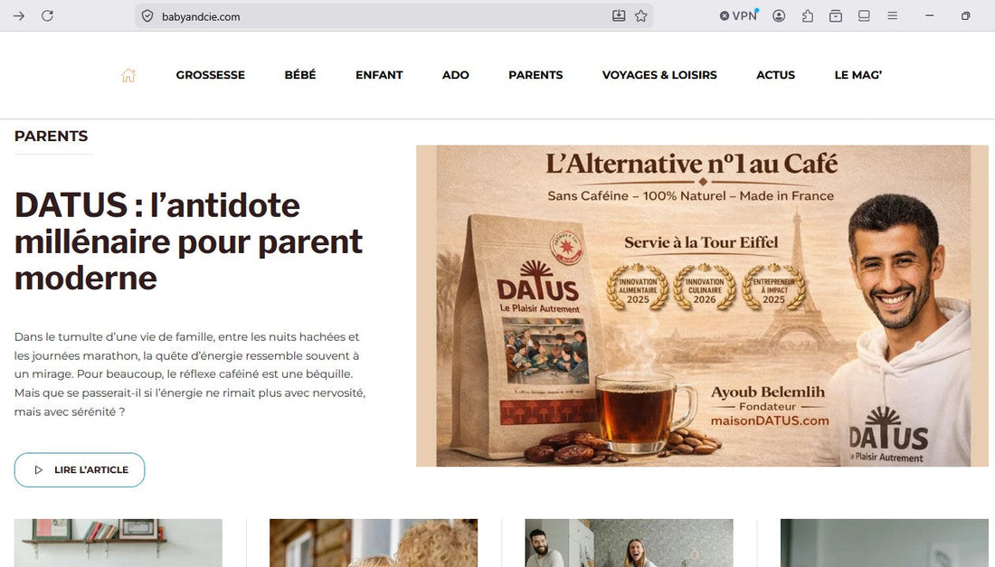 DATUS mis à l’honneur par Baby & Cie : l’alternative naturelle au café qui réconcilie énergie et équilibre familial
