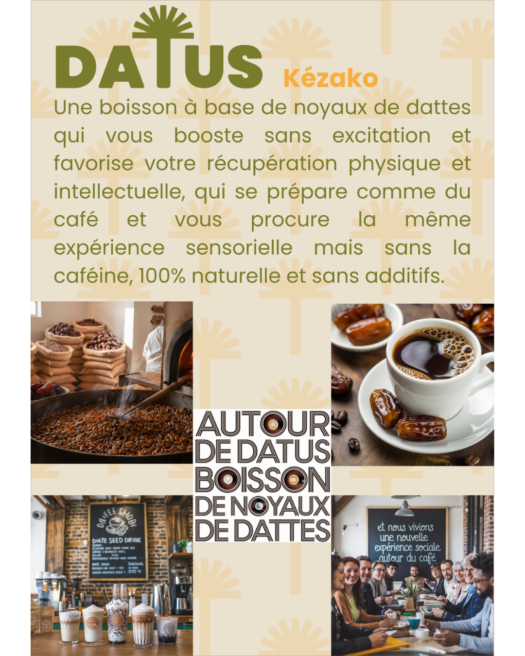 DATUS en recettes gourmandes : Latte, boisson froide ou boisson chaude. Montre la polyvalence et les multiples façons de déguster l'alternative au café.