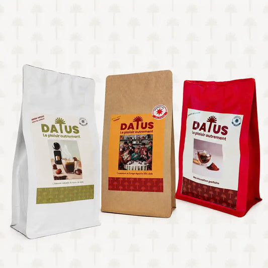 Pack Trio DATUS — Moulu, Capsules & Infusion | Alternative au café sans caféine aux noyaux de dattes